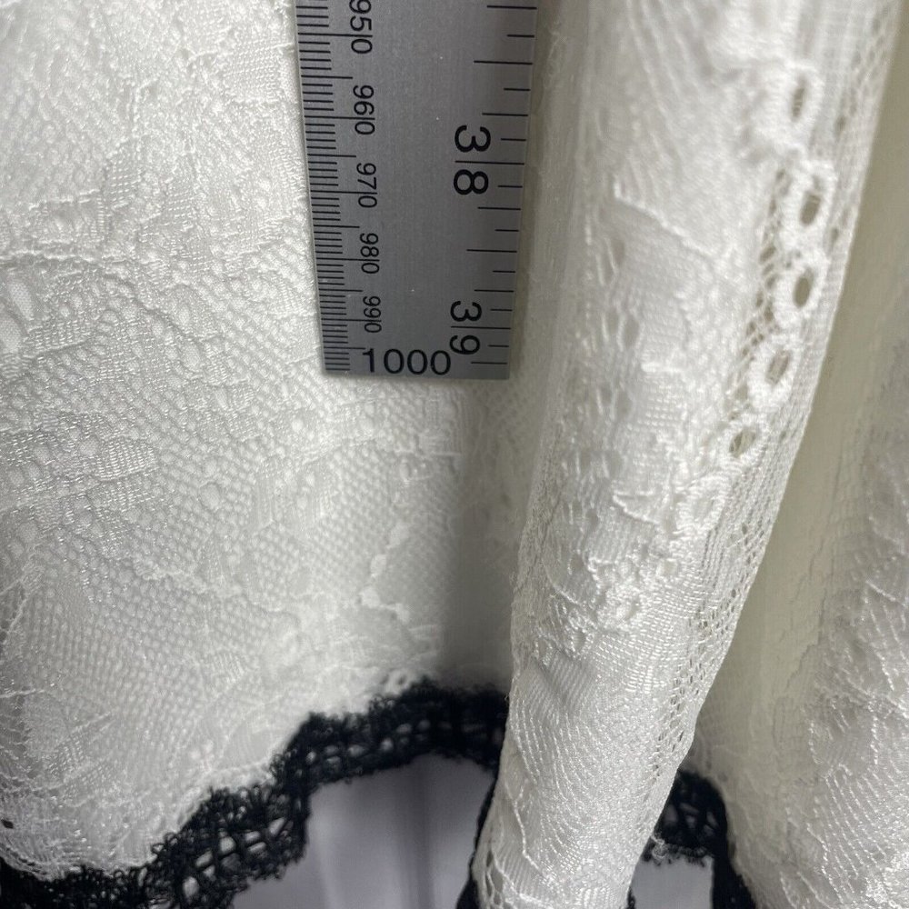 Wolf And Badger Nissa Dress EU 40 US 8 White Black Lace V Neck MIDI Short Sleeve - Picture 11 of 11